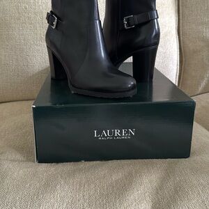 NWOT Ralph Lauren Black Leather Ankle Boots